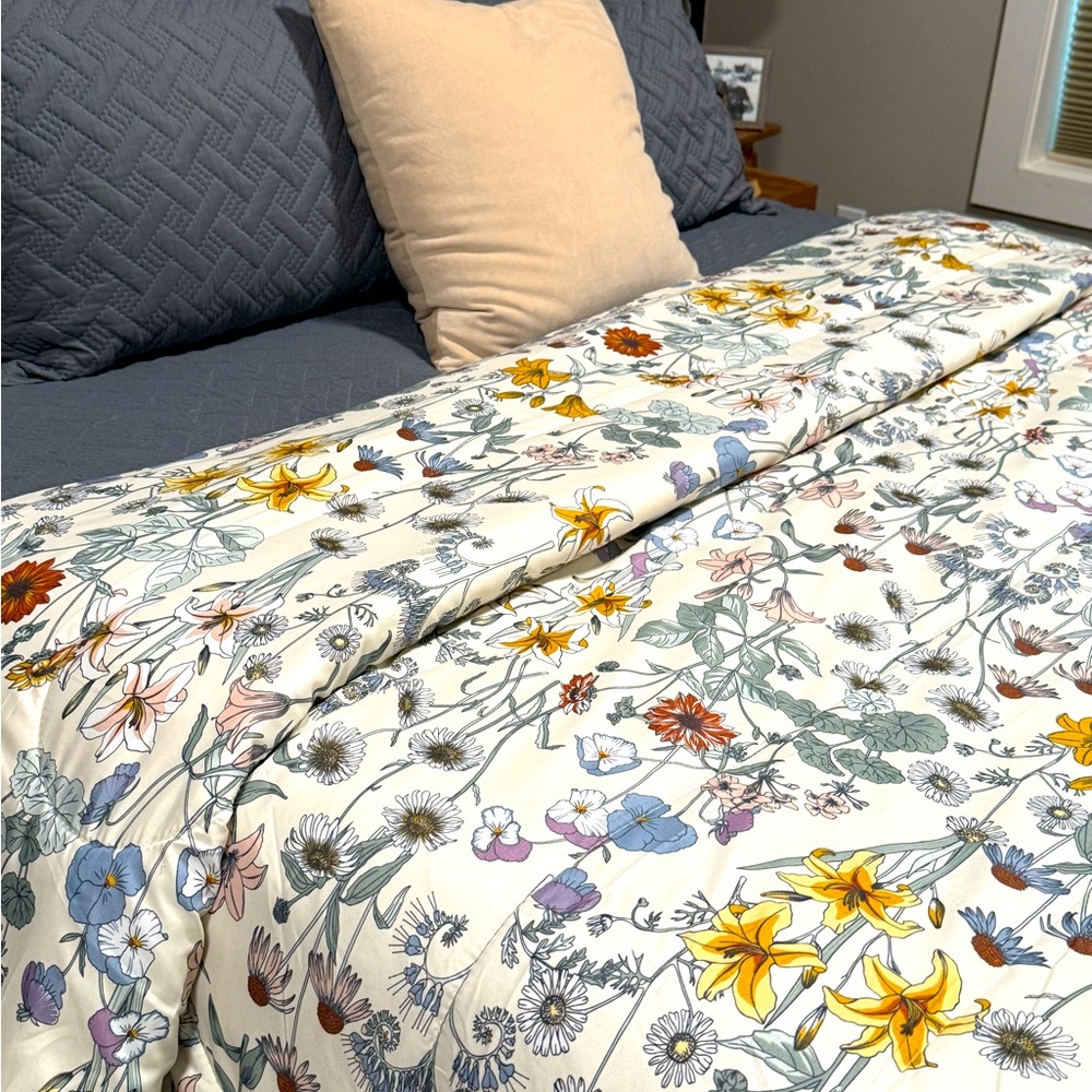 Floral Quilt With 2 Matching Shams